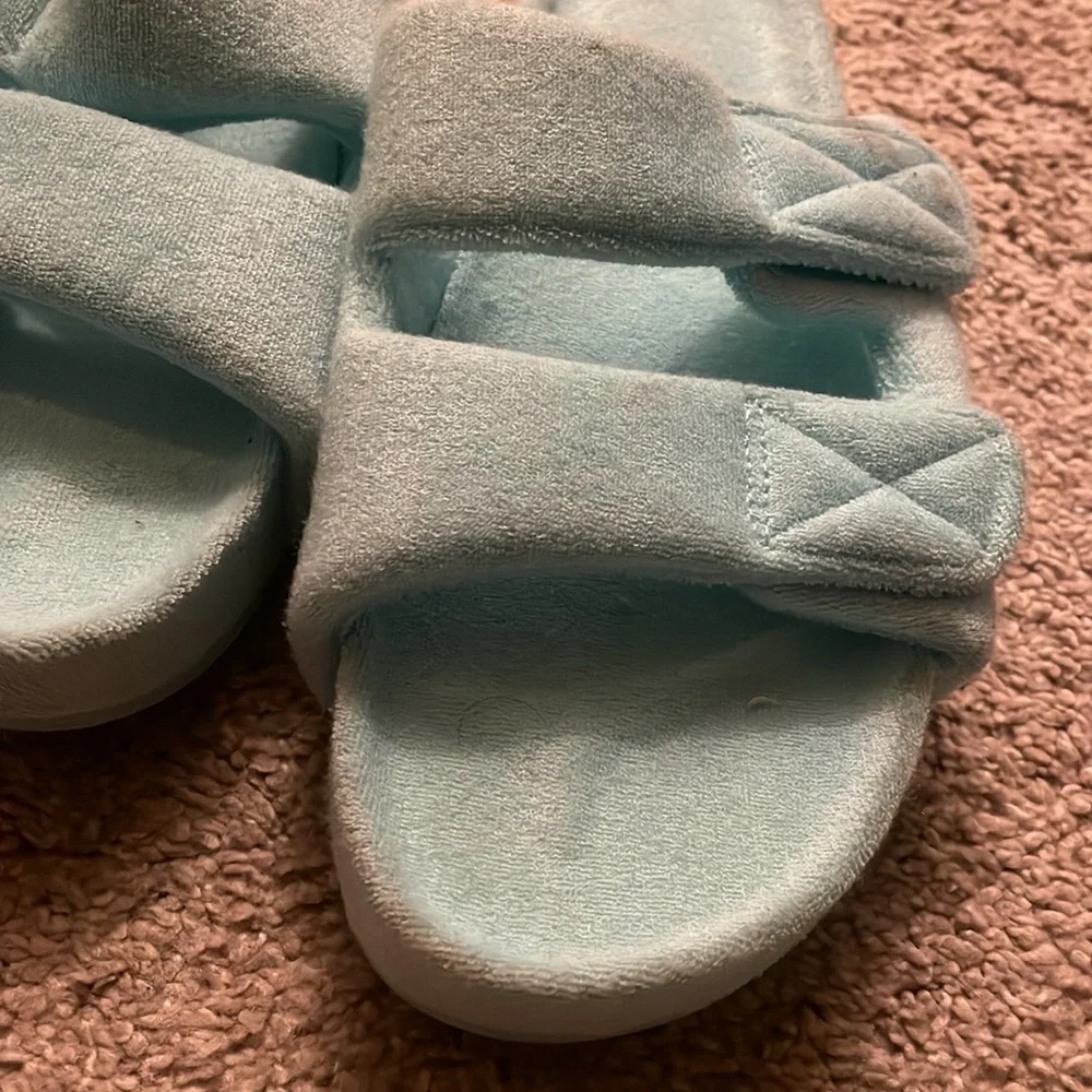 A new day platform teal sandals terry cloth size 8